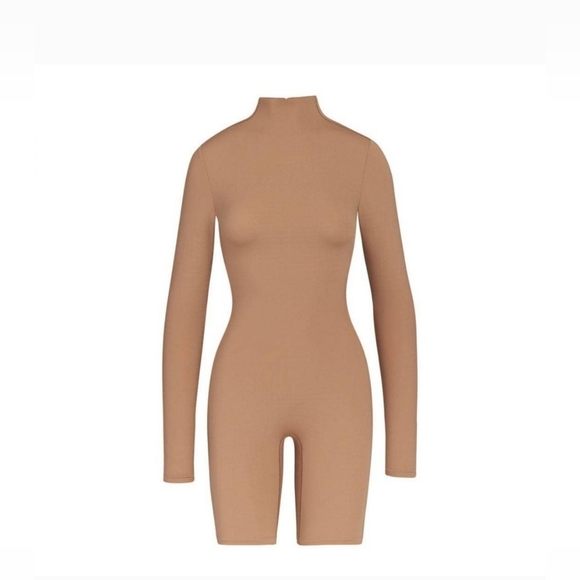 SKIMS All-In-One Long Sleeve Mid Thigh Onesie in Sienna/XS/NWT - Picture 2 of 10
